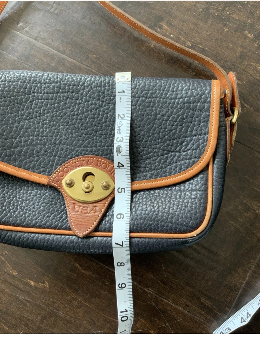 Dooney & Bourke Vintage All-Weather Leather Crossbody Bag Navy Tan USA Made - Picture 11 of 11